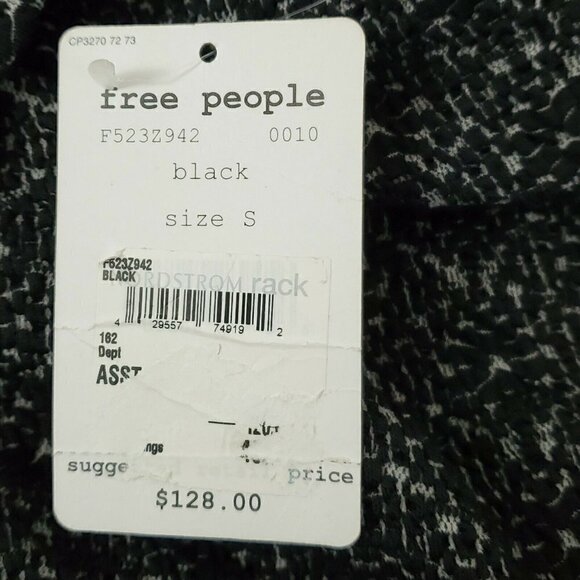 Free People Dress Womens Small Black Lady Pucker Bodycon Mini Scoop Back NWT - Picture 8 of 13